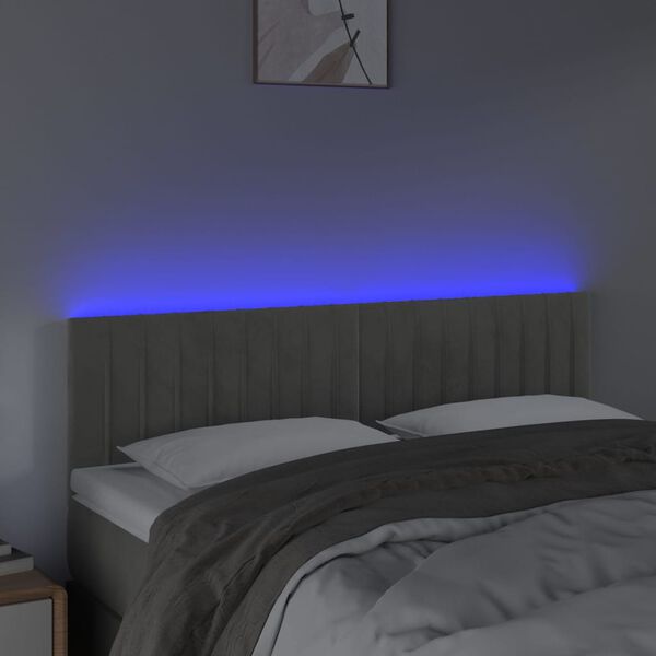 vidaXL T&ecirc;te de lit &agrave; LED Gris clair 144x5x78/88 cm Velours