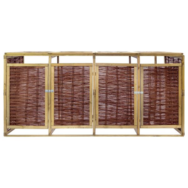 vidaXL Abri de poubelle quadruple Pin&egrave;de et osier