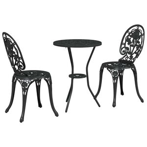 vidaXL Ensemble bistro de jardin 3 pcs Noir Aluminium