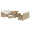 vidaXL Ensemble de canap&eacute; de jardin 9 pc Beige polyrotin