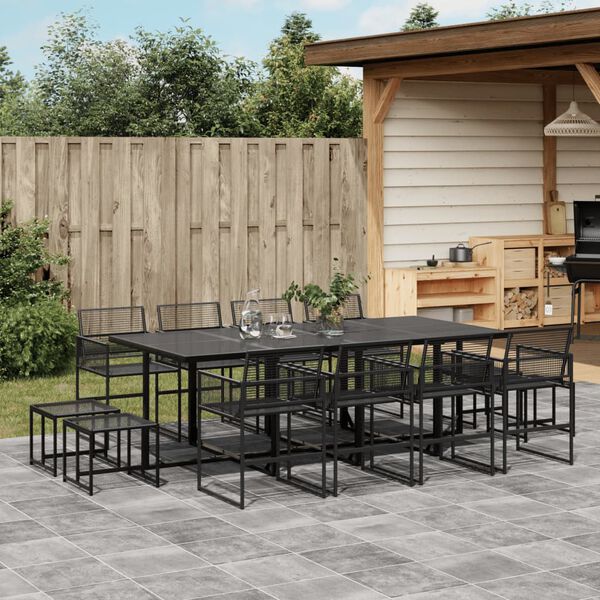 vidaXL Ensemble &agrave; manger de jardin 13 pcs noir r&eacute;sine tress&eacute;e