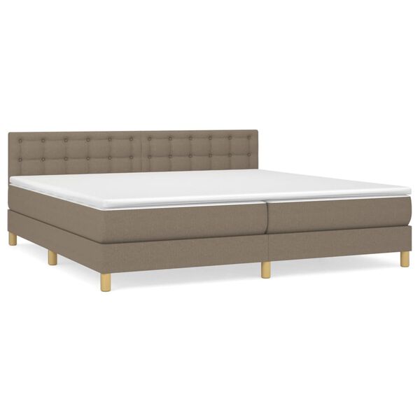 vidaXL Sommier &agrave; lattes de lit avec matelas Taupe 200x200 cm Tissu