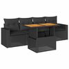 vidaXL Salon de jardin 5 pcs avec coussins noir r&eacute;sine tress&eacute;e