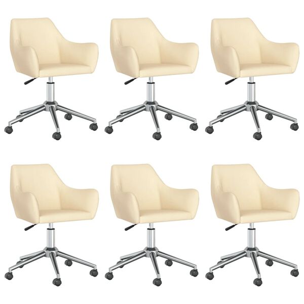vidaXL Chaises pivotantes &agrave; manger lot de 6 Cr&egrave;me Tissu