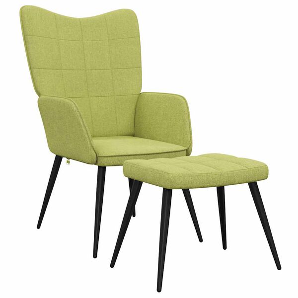 vidaXL Chaise de relaxation avec tabouret Vert Tissu