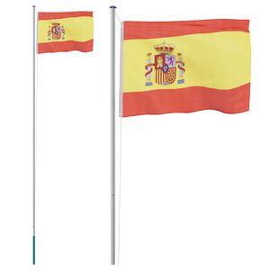 vidaXL Drapeau de l'Espagne et m&acirc;t 6,08 m Aluminium