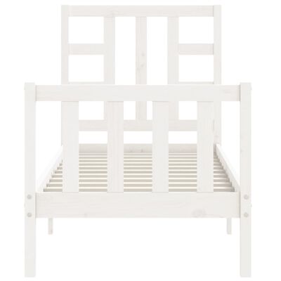 vidaXL Cadre de lit avec tête de lit blanc petit simple bois massif