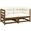 vidaXL Canap&eacute; 2 places de jardin avec coussins Marron miel