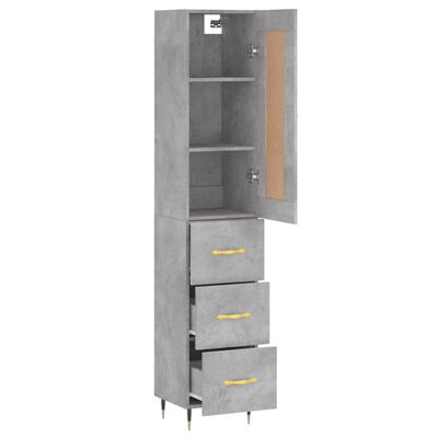 vidaXL Buffet haut Gris béton 34,5x34x180 cm Bois d'ingénierie