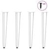 vidaXL Pieds en &eacute;pingle &agrave; cheveux pour consoles, lot de 4, blanc, 72 cm, acier massif