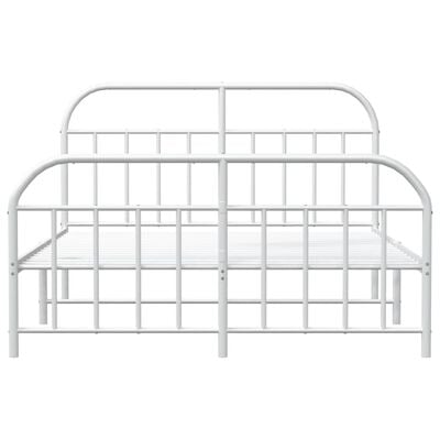 vidaXL Cadre de lit métal sans matelas et pied de lit blanc 135x190 cm