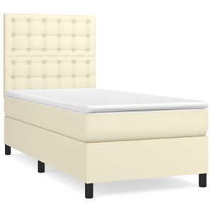 vidaXL Sommier &agrave; lattes de lit avec matelas Cr&egrave;me 100x200cm Similicuir