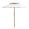 vidaXL Parasol &agrave; deux &eacute;tages avec poteau en bois blanc cr&egrave;me