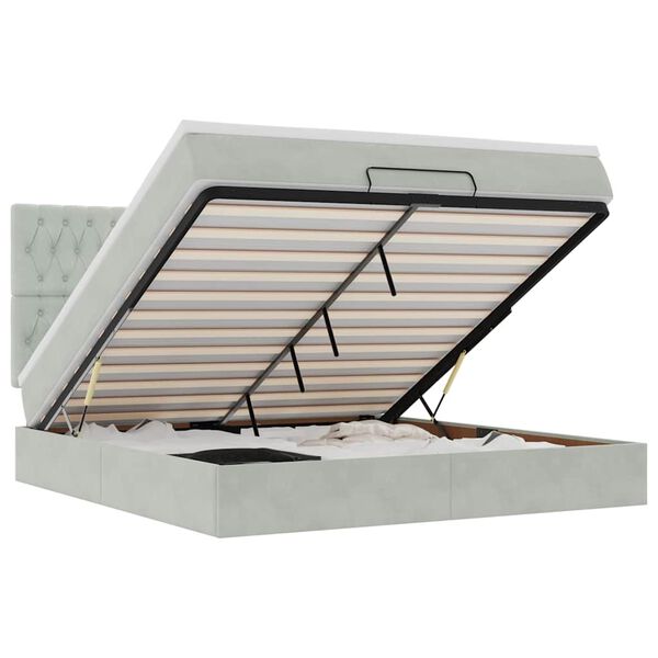 VidaXL Cadre de lit ottoman et matelas gris clair 180x200cm velours