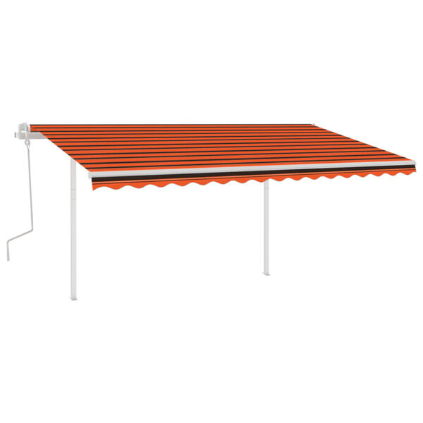 vidaXL Auvent manuel r&eacute;tractable avec poteaux 4x3,5 m Orange et marron