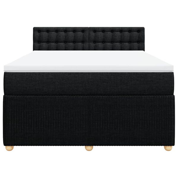 vidaXL Sommier &agrave; lattes de lit avec matelas Noir 140x190 cm Tissu