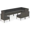 vidaXL Salon de jardin 9 pcs avec coussins R&eacute;sine tress&eacute;e Gris
