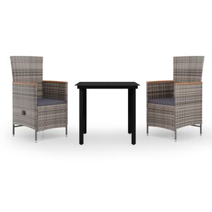 vidaXL Ensemble &agrave; manger de jardin avec coussins 3 pcs Gris
