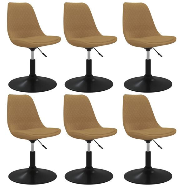 vidaXL Chaises pivotantes &agrave; manger lot de 6 Marron Velours