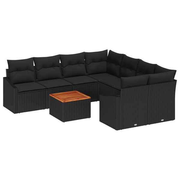 vidaXL Ensemble de canapé de jardin 9 pcs Noir