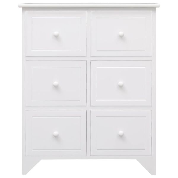 vidaXL Armoire latérale et 6 tiroirs Blanc 60x30x75 cm Bois Paulownia