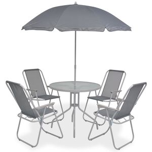 vidaXL Ensemble &agrave; manger d'ext&eacute;rieur 6 pcs Acier et textil&egrave;ne Gris