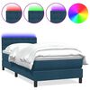 vidaXL Sommier &agrave; lattes de lit et matelas et LED bleu fonc&eacute; 90x210 cm velours