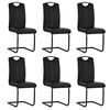 vidaXL Chaises &agrave; manger cantilever lot de 6 noir similicuir