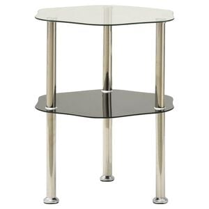 vidaXL Table 2 niveaux Transparent et noir 38x38x50 cm Verre tremp&eacute;