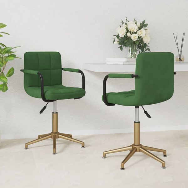 vidaXL Chaises pivotantes &agrave; manger lot de 2 vert fonc&eacute; velours