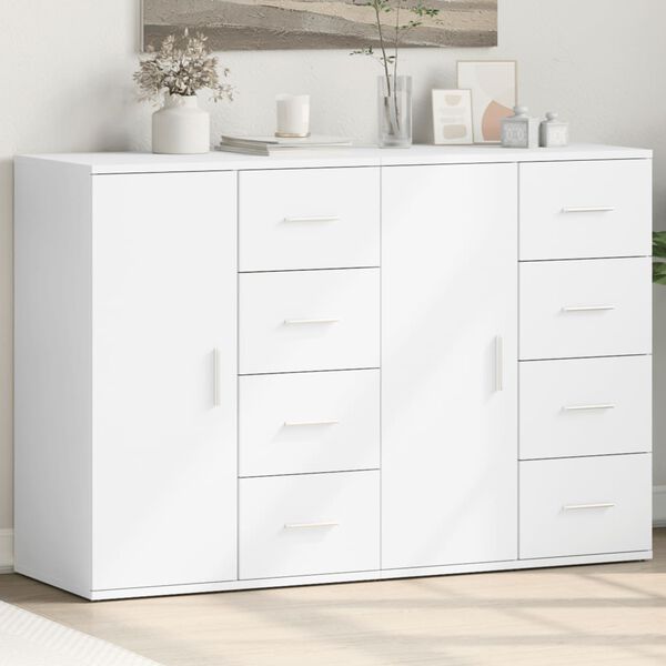 vidaXL Buffets 2 pcs blanc 59x39x80 cm bois d'ingénierie