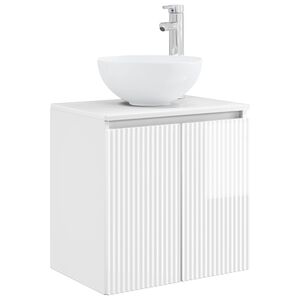 vidaXL Vanit&eacute; de lavabo mural Blanc brillant 49,5 x 35 x 63 cm