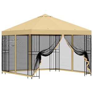 vidaXL Abri de jardin avec parois 3 x 3 m Cr&egrave;me Polyester et Acier