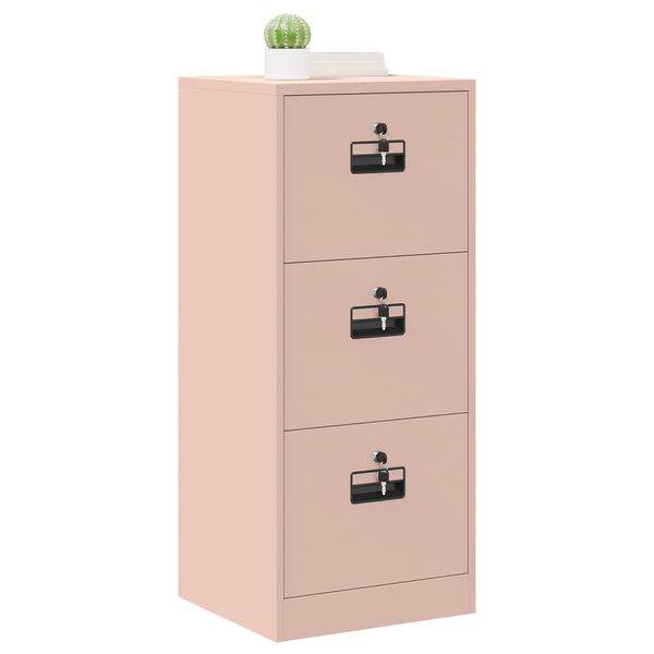 vidaXL Cabinet de Dossier Rose 44 x 50 x 106.5 cm Acier Lamin&eacute; &agrave; Froid