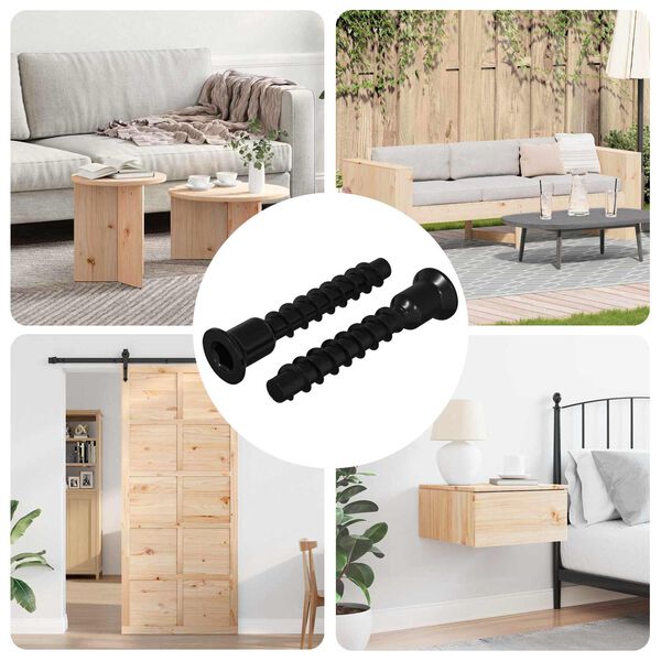 vidaXL Vis &agrave; t&ecirc;te de capuchon &agrave; douille 2 pcs Noir 10 x 40 mm Fer