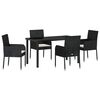 vidaXL Ensemble de salle &agrave; manger pour jardin 5 pc Noir polyrotin