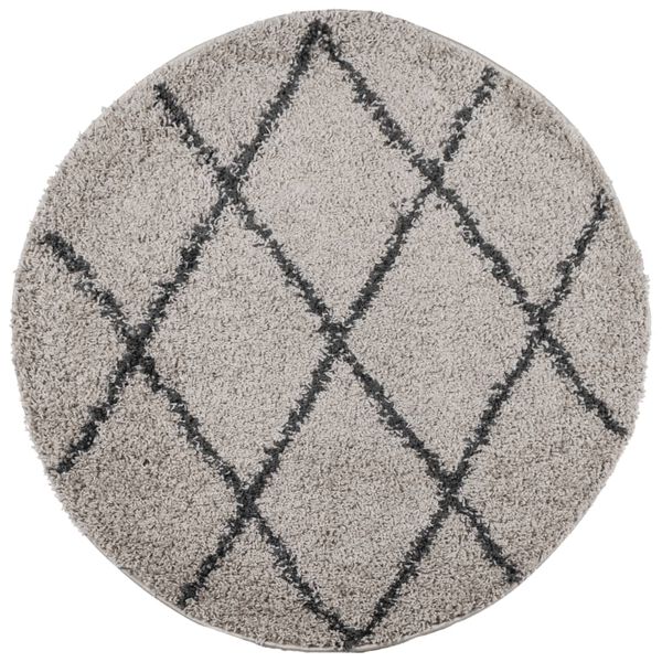 vidaXL Tapis shaggy &agrave; poils longs moderne beige et anthracite &Oslash; 280 cm