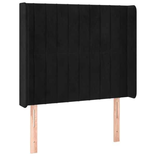 vidaXL T&ecirc;te de lit avec oreilles Noir 103x16x118/128 cm Velours