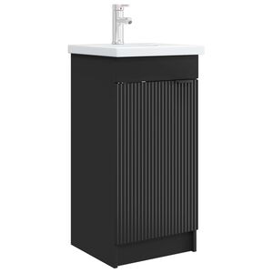 vidaXL Meuble de salle de bain avec &eacute;vier Noir 42 x 40 x 84,5 cm