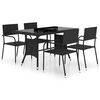 vidaXL Ensemble &agrave; manger de jardin 5 pcs R&eacute;sine tress&eacute;e Noir