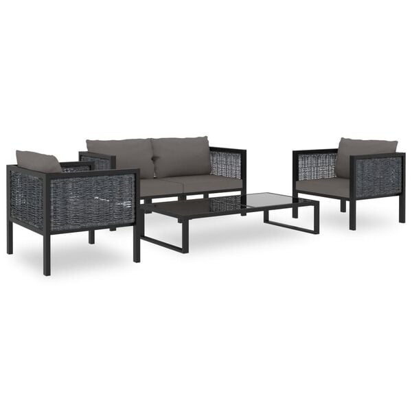 vidaXL Salon de jardin 5 pcs avec coussins résine tressée anthracite