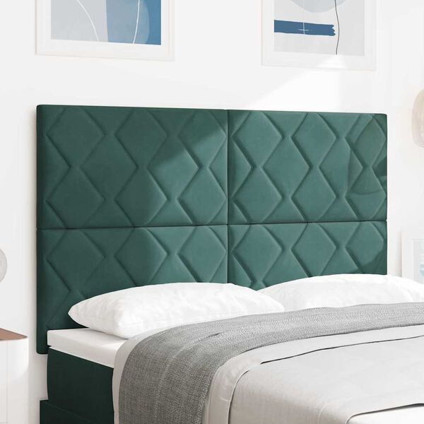 vidaXL T&ecirc;te de lit avec t&ecirc;te de lit Vert fonc&eacute; 144 cm Velours