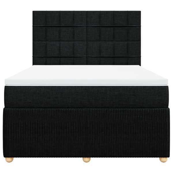 vidaXL Sommier &agrave; lattes de lit avec matelas Noir 140x190 cm Tissu