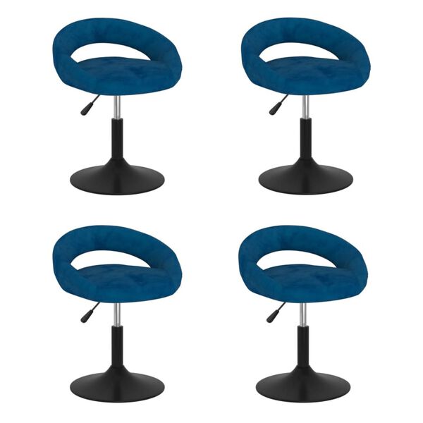 vidaXL Chaises pivotantes &agrave; manger lot de 4 Bleu Velours