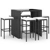 vidaXL Ensemble de bar de jardin 7 pcs avec coussins noir poly rotin