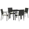 vidaXL Ensemble de salle &agrave; manger pour jardin 5 pcs Noir polyrotin