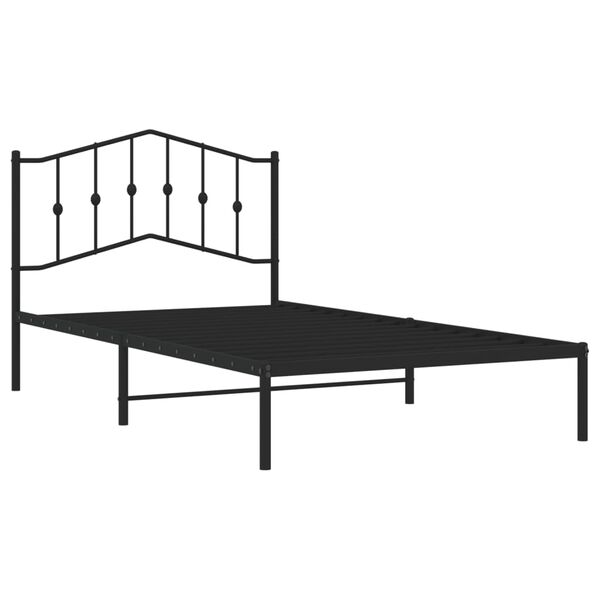 vidaXL Cadre de lit m&eacute;tal sans matelas avec t&ecirc;te de lit noir 107x203cm