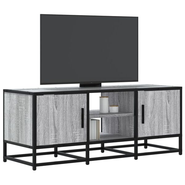 vidaXL Meuble TV sonoma gris 100x35x41 cm bois d'ing&eacute;nierie et m&eacute;tal
