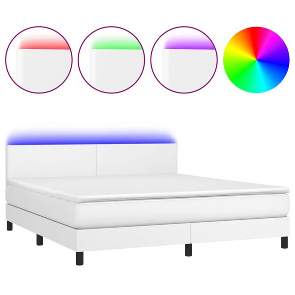 vidaXL Sommier &agrave; lattes de lit avec matelas et LED Blanc 180x200 cm