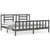 vidaXL Cadre de lit avec t&ecirc;te de lit gris Super King Size bois massif